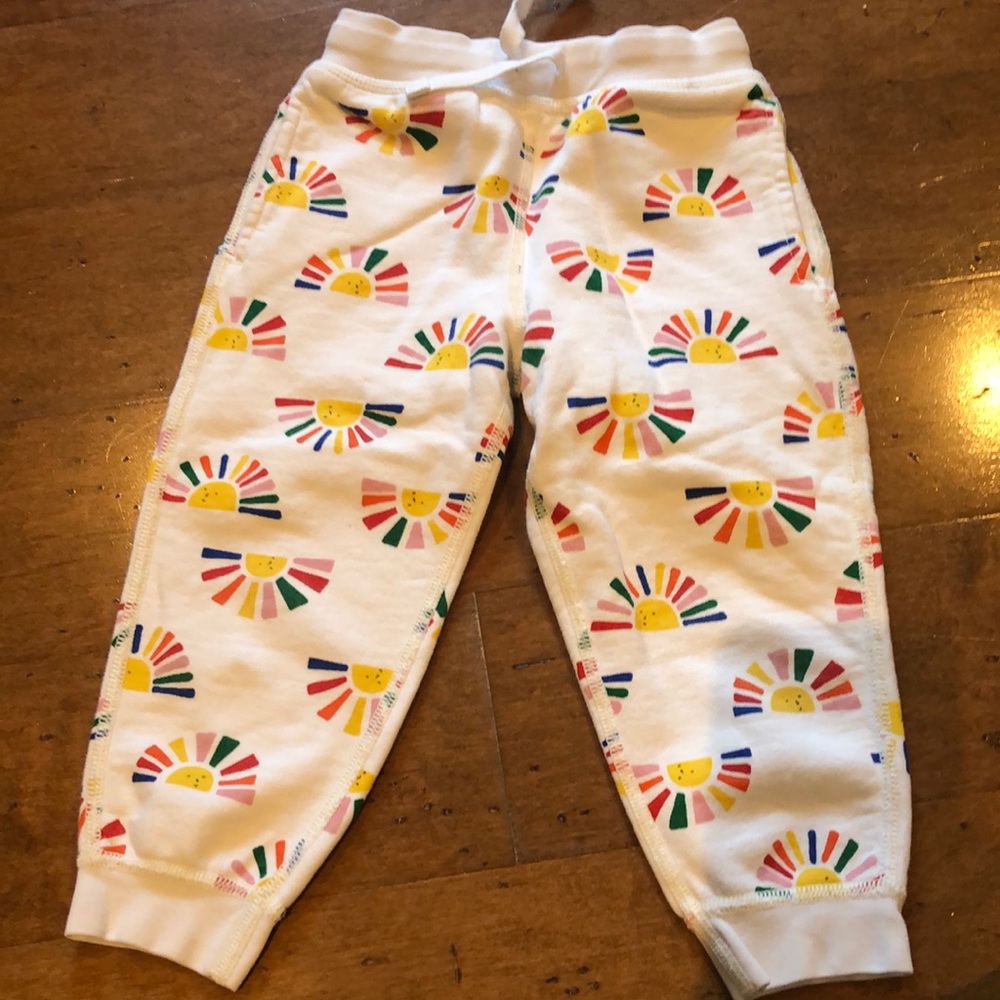 Hanna Andersson White Sunburst Kids Joggers